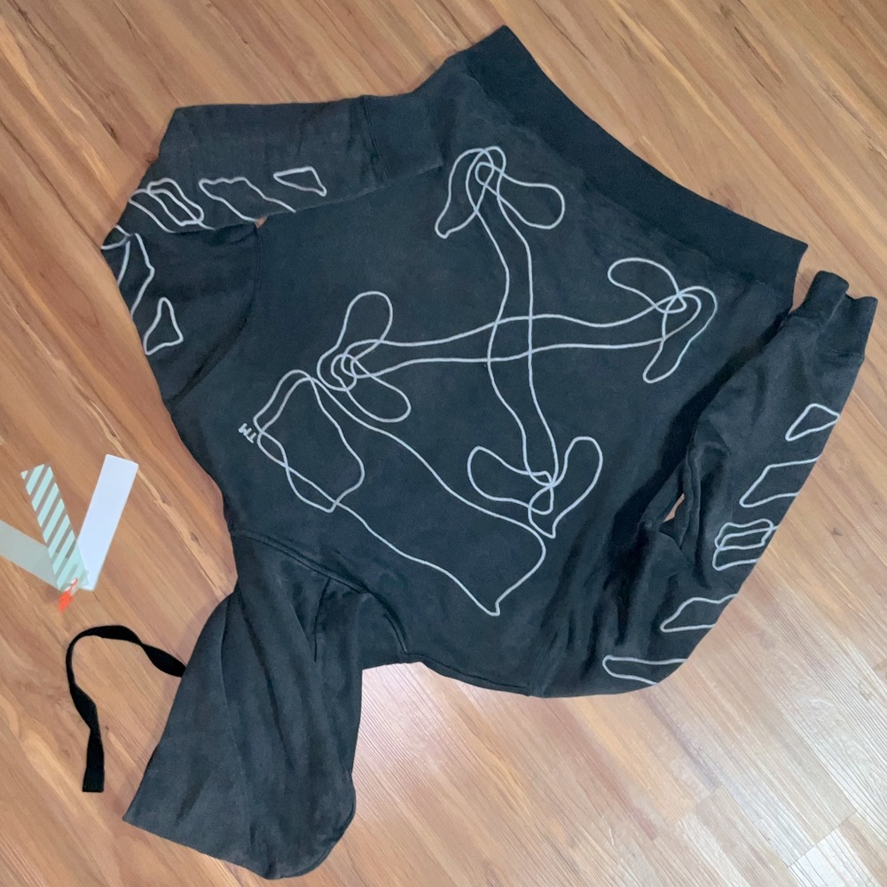 Off-White hoodie (black & grey with blue strings)